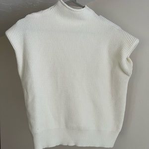 White Short Sleeve Turtleneck Sweater